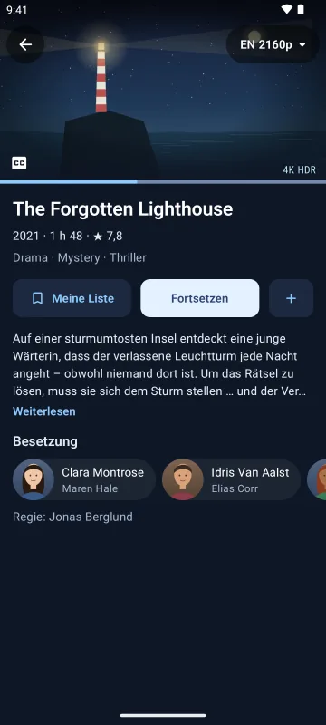 Filmseite in Velaria Player auf einem Android-Smartphone